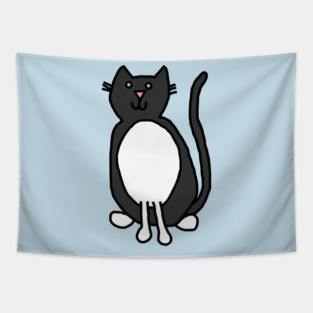 Funny Tuxedo Cat Tapestry