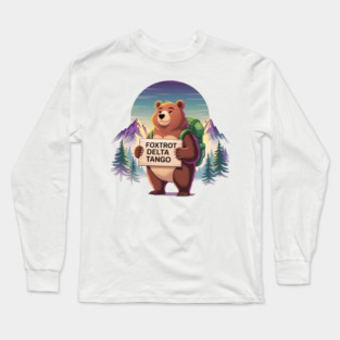 Funny Bear – Foxtrots Deltas Tango Retro Military Phonetic Alphabet Long Sleeve T-Shirt