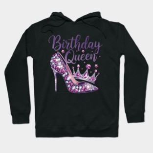 Birthday Queen Crown Hearts High Heel Women Girls Hoodie