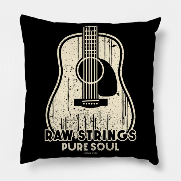 Raw Strings, Pure Soul. Dark Acoustic Pillow by filiposwear