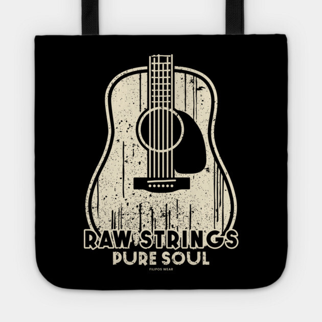 Raw Strings, Pure Soul. Dark Acoustic Tote by filiposwear