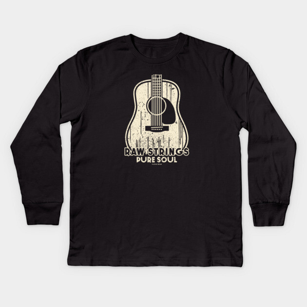 Raw Strings, Pure Soul. Dark Acoustic Kids Long Sleeve T-Shirt by filiposwear