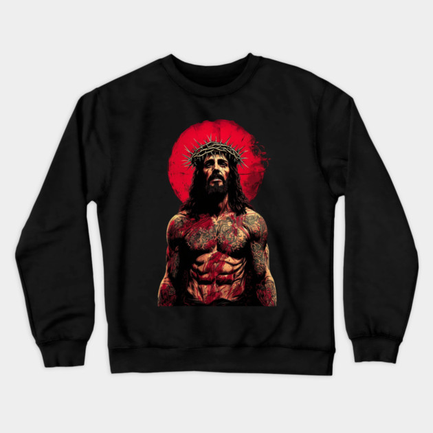 Jesus Christ Tattoo Crewneck Sweatshirt by animegirlnft