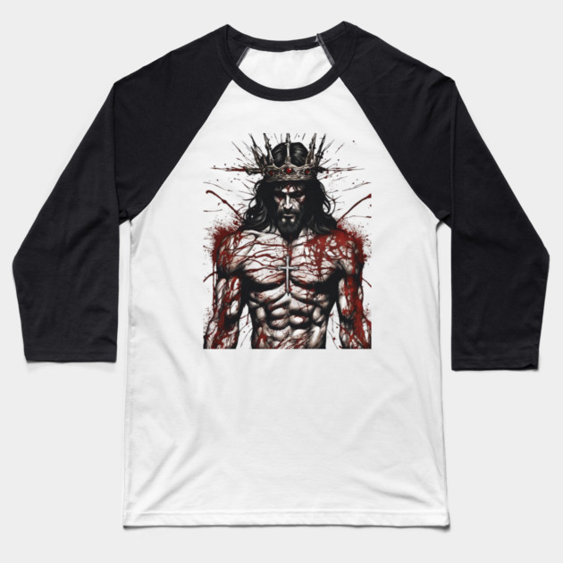 Jesus Muscular Baseball T-Shirt by animegirlnft