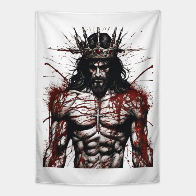 Jesus Muscular Tapestry by animegirlnft