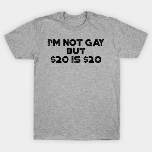 Funny Offensive I'm Not Gay But $20 Is $20 T-Shirt