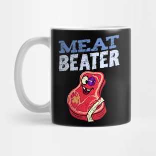 Funny Meat Beater Cartoon Steak Meme Mug