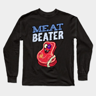 Funny Meat Beater Cartoon Steak Meme Long Sleeve T-Shirt