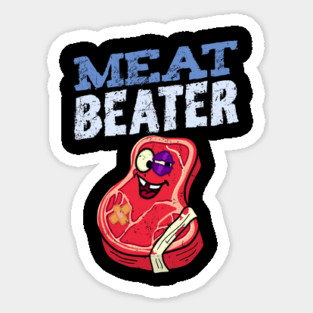 Funny Meat Beater Cartoon Steak Meme Sticker