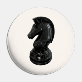 Black Marble Knight Chess Piece Pin