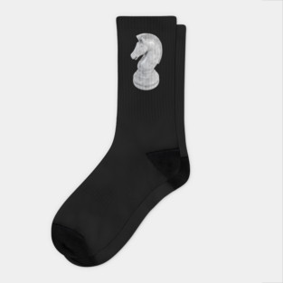 White Marble Knight Chess Piece Socks