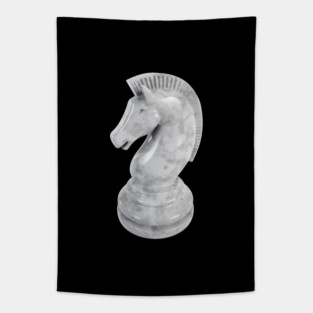 White Marble Knight Chess Piece Tapestry