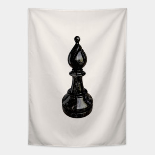 Black Marble Bishop Chess Piece Tapestry