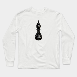 Black Marble Bishop Chess Piece Long Sleeve T-Shirt