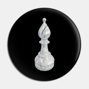 White Marble Bishop Chess Piece Pin