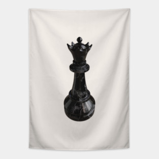 Black Marble Queen Chess Piece Tapestry