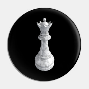 White Marble Queen Chess Piece Pin