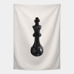 Black Marble King Chess Piece Tapestry