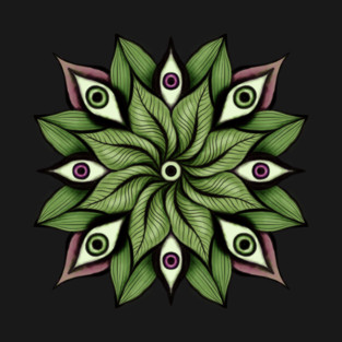 Psychedelic Eye Mandala – Trippy Floral Vision in Purple and Green T-Shirt