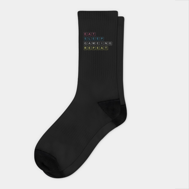 Eat Sleep Gaming Repeat Funny Meme Tee Socks by DrollDrifter