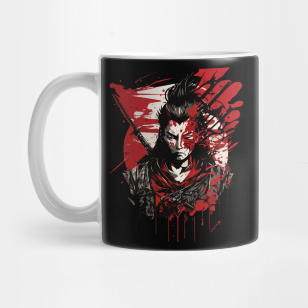 Samurai Warrior - Intense Blood Splatter Art by Otaku Vibes