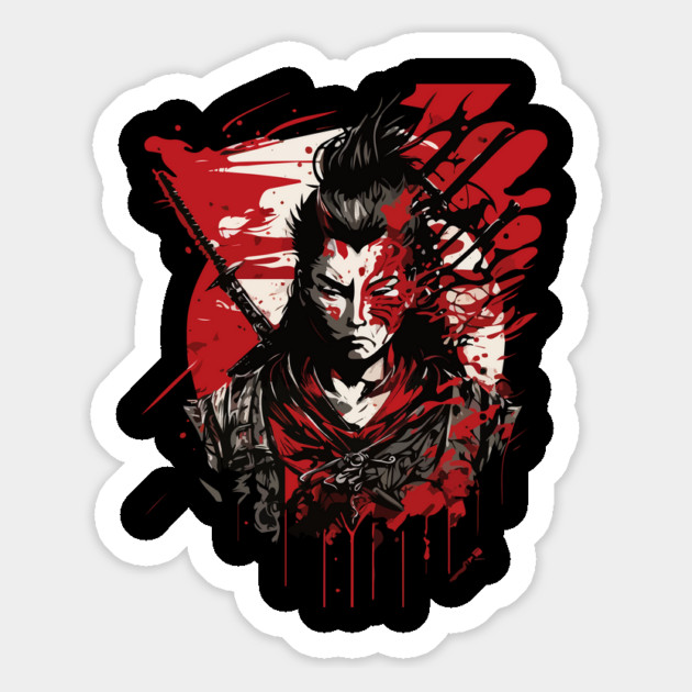 Samurai Warrior - Intense Blood Splatter Art Magnet by Otaku Vibes