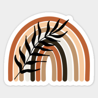 Boho Rainbow with Black Leaf Overlay, Boho Earthy Minimalist Design Magnet