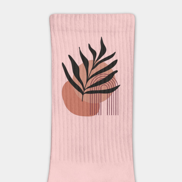 Boho Abstract Leaf with Geometric Shapes in Earth Tones, Modern Boho Art by CrystalJ 