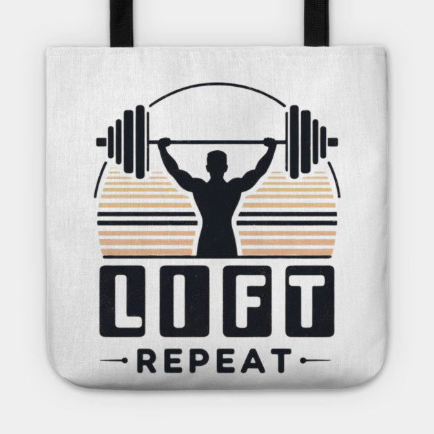 Vintage Gym Workout – Lift, Repeat Motivational Design Tote by Ben's Store 1