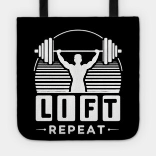 Vintage Gym Workout – Lift, Repeat Motivational Design Tote