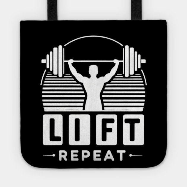 Vintage Gym Workout – Lift, Repeat Motivational Design Tote by Ben's Store 1