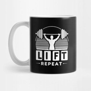 Vintage Gym Workout – Lift, Repeat Motivational Design Mug