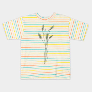 Green Pampas Grass Botanical Illustration Kids T-Shirt