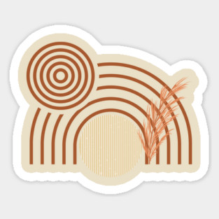 Boho Retro Sun, Abstract Art, Boho Rainbow Sticker