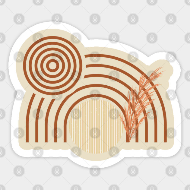 Boho Retro Sun, Abstract Art, Boho Rainbow Sticker by CrystalJ 