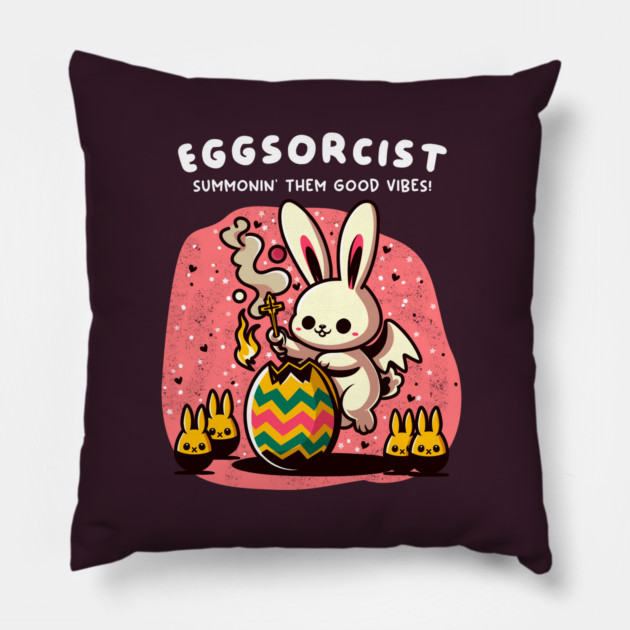 EGGSORCIST Pillow by Fabrik