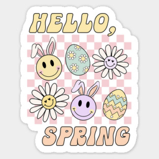 Hello Spring Cute Easter Bunny Design Magnet