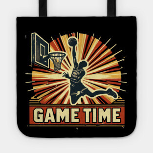 Vintage Basketball Dunk – Game Time Retro Sports Design Tote