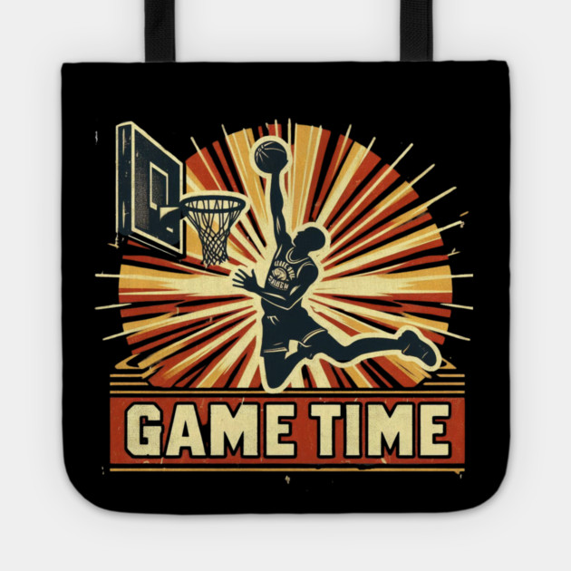 Vintage Basketball Dunk – Game Time Retro Sports Design Tote by Ben's Store 1