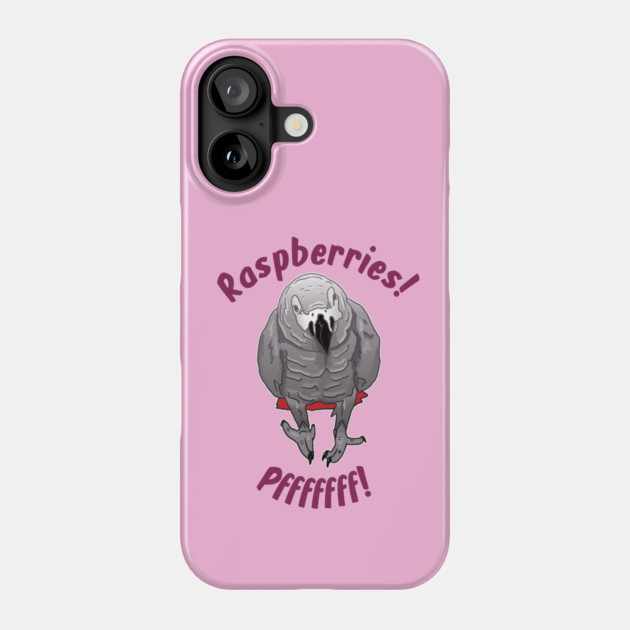 African grey Einstein parrot "Raspberries" Phone Case by Einstein Parrot