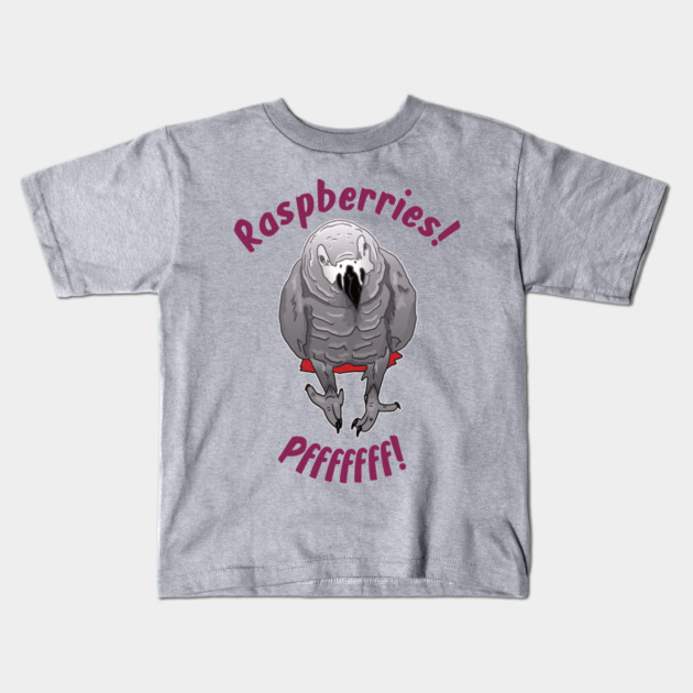 African grey Einstein parrot "Raspberries" Kids T-Shirt by Einstein Parrot