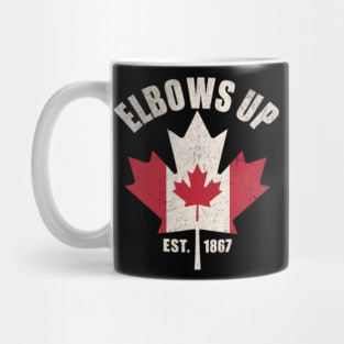 Elbows Up Canada Est. 1867 – Vintage Canadian Maple Leaf Retro Design Mug