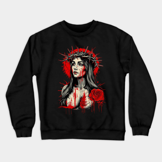 Virgin Mary Our Lady of Sorrows Crewneck Sweatshirt by animegirlnft
