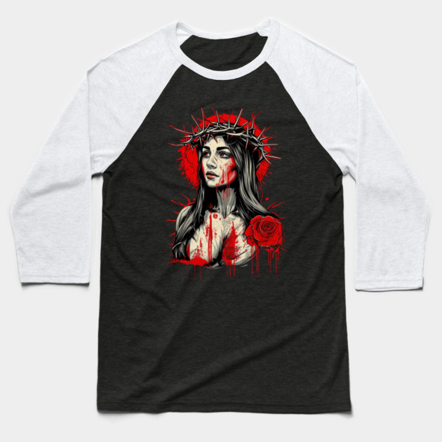 Virgin Mary Our Lady of Sorrows Baseball T-Shirt by animegirlnft
