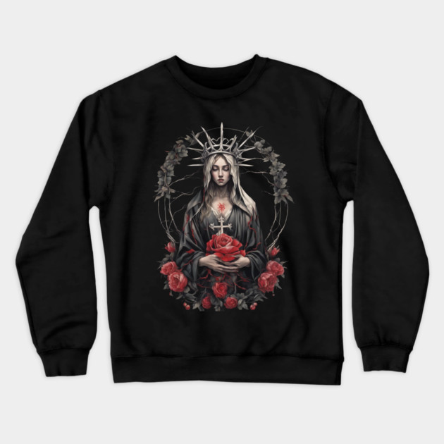 Dark Virgin Mary Crewneck Sweatshirt by animegirlnft
