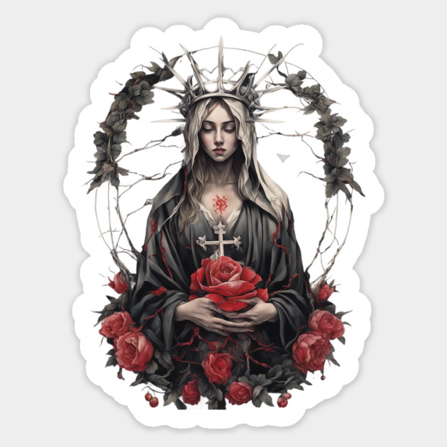 Dark Virgin Mary Sticker by animegirlnft