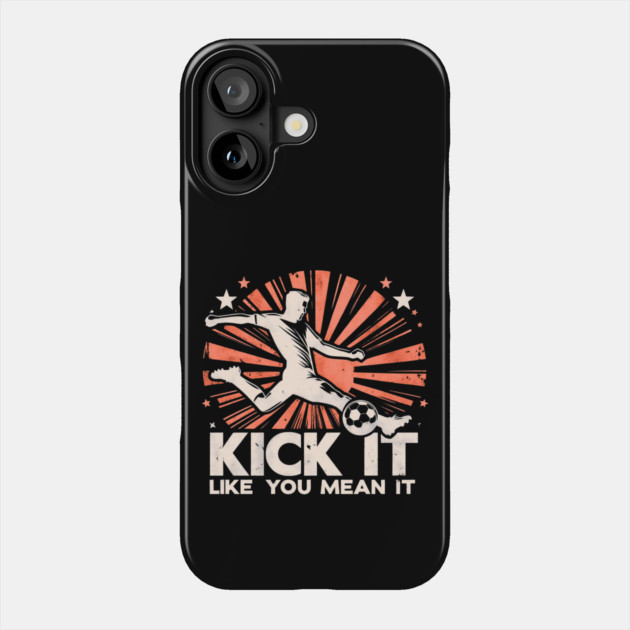 Kick It Like You Mean It – Retro Soccer Silhouette Design Phone Case by Ben's Store 1