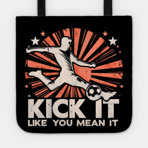 Kick It Like You Mean It – Retro Soccer Silhouette Design Tote by Ben's Store 1