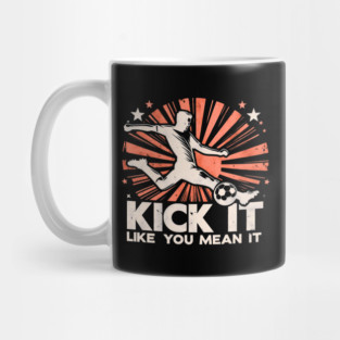 Kick It Like You Mean It – Retro Soccer Silhouette Design Mug