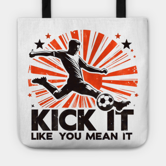Kick It Like You Mean It – Retro Soccer Silhouette Design Tote by Ben's Store 1